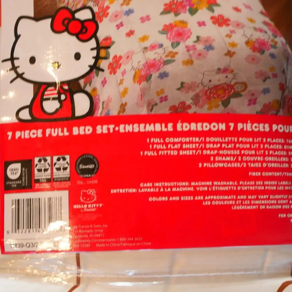 NEW Jay Franco Hello Kitty Floral Full Double Comforter Set 7 Piece Bedding Set
